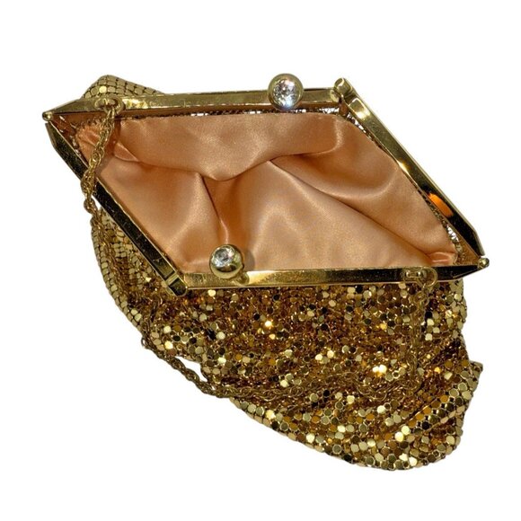 Vtg Gold Mesh Purse Evening Bag Duramesh 50s Hollywood Regency Art Deco USA - Picture 11 of 16